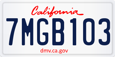 CA license plate 7MGB103