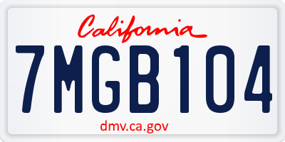 CA license plate 7MGB104