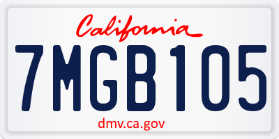 CA license plate 7MGB105