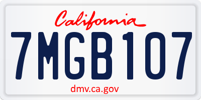 CA license plate 7MGB107