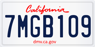 CA license plate 7MGB109