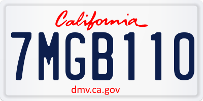 CA license plate 7MGB110