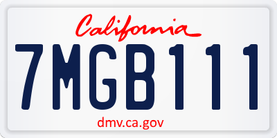 CA license plate 7MGB111