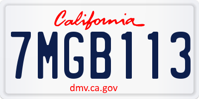 CA license plate 7MGB113