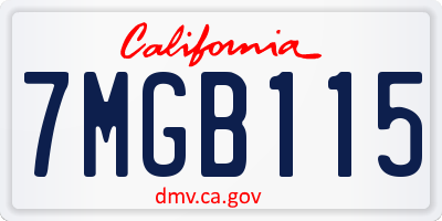 CA license plate 7MGB115