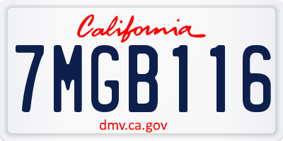 CA license plate 7MGB116