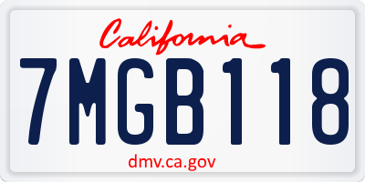 CA license plate 7MGB118