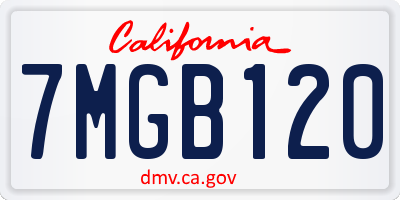 CA license plate 7MGB120