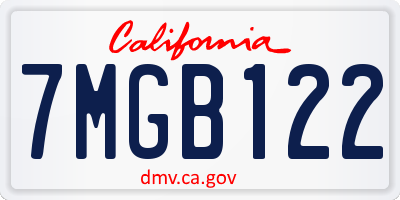 CA license plate 7MGB122