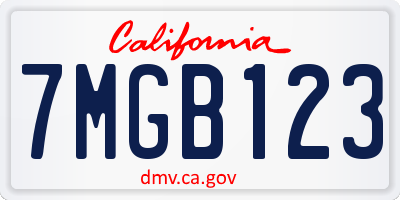 CA license plate 7MGB123