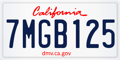 CA license plate 7MGB125