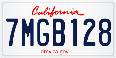 CA license plate 7MGB128