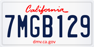 CA license plate 7MGB129