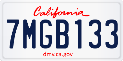CA license plate 7MGB133