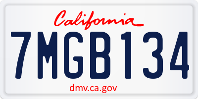 CA license plate 7MGB134