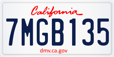 CA license plate 7MGB135