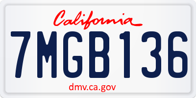 CA license plate 7MGB136