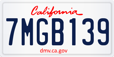 CA license plate 7MGB139