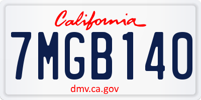 CA license plate 7MGB140