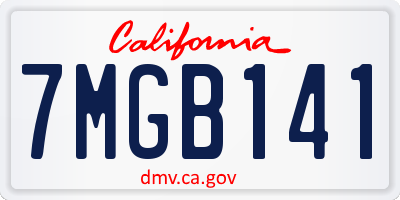 CA license plate 7MGB141