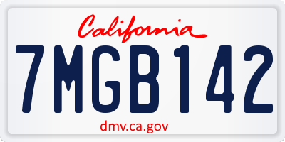 CA license plate 7MGB142