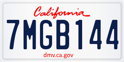 CA license plate 7MGB144