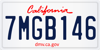 CA license plate 7MGB146