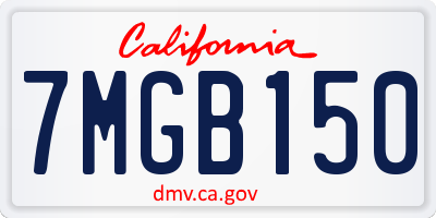 CA license plate 7MGB150