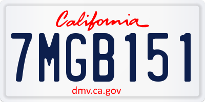 CA license plate 7MGB151