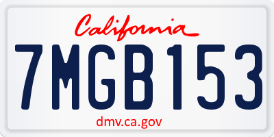 CA license plate 7MGB153