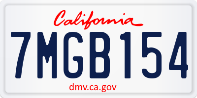 CA license plate 7MGB154