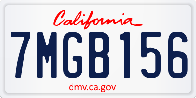 CA license plate 7MGB156