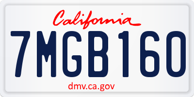 CA license plate 7MGB160