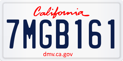 CA license plate 7MGB161