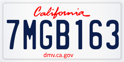 CA license plate 7MGB163