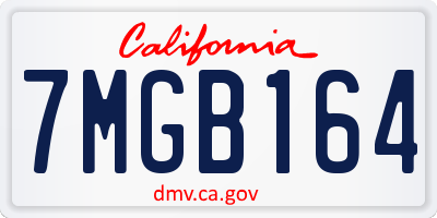 CA license plate 7MGB164