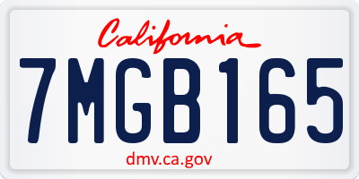 CA license plate 7MGB165