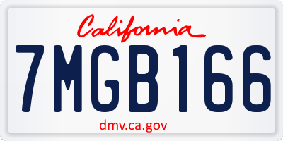CA license plate 7MGB166