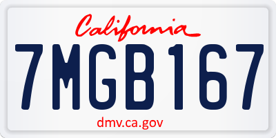 CA license plate 7MGB167