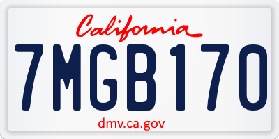 CA license plate 7MGB170