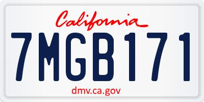 CA license plate 7MGB171