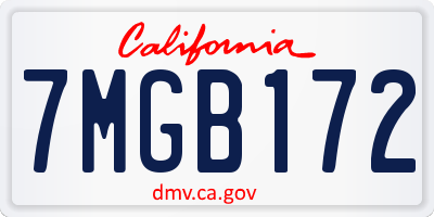 CA license plate 7MGB172