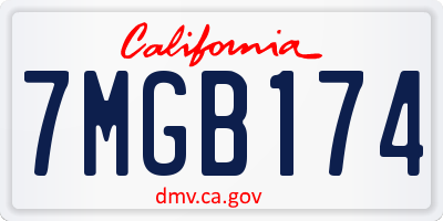 CA license plate 7MGB174