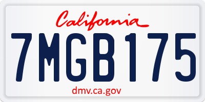 CA license plate 7MGB175