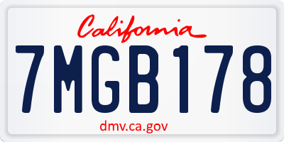 CA license plate 7MGB178