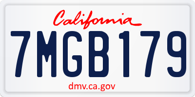 CA license plate 7MGB179