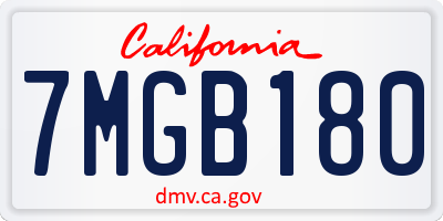 CA license plate 7MGB180