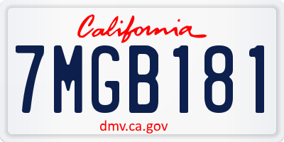 CA license plate 7MGB181