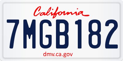 CA license plate 7MGB182