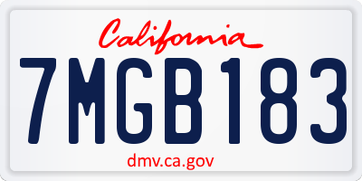 CA license plate 7MGB183